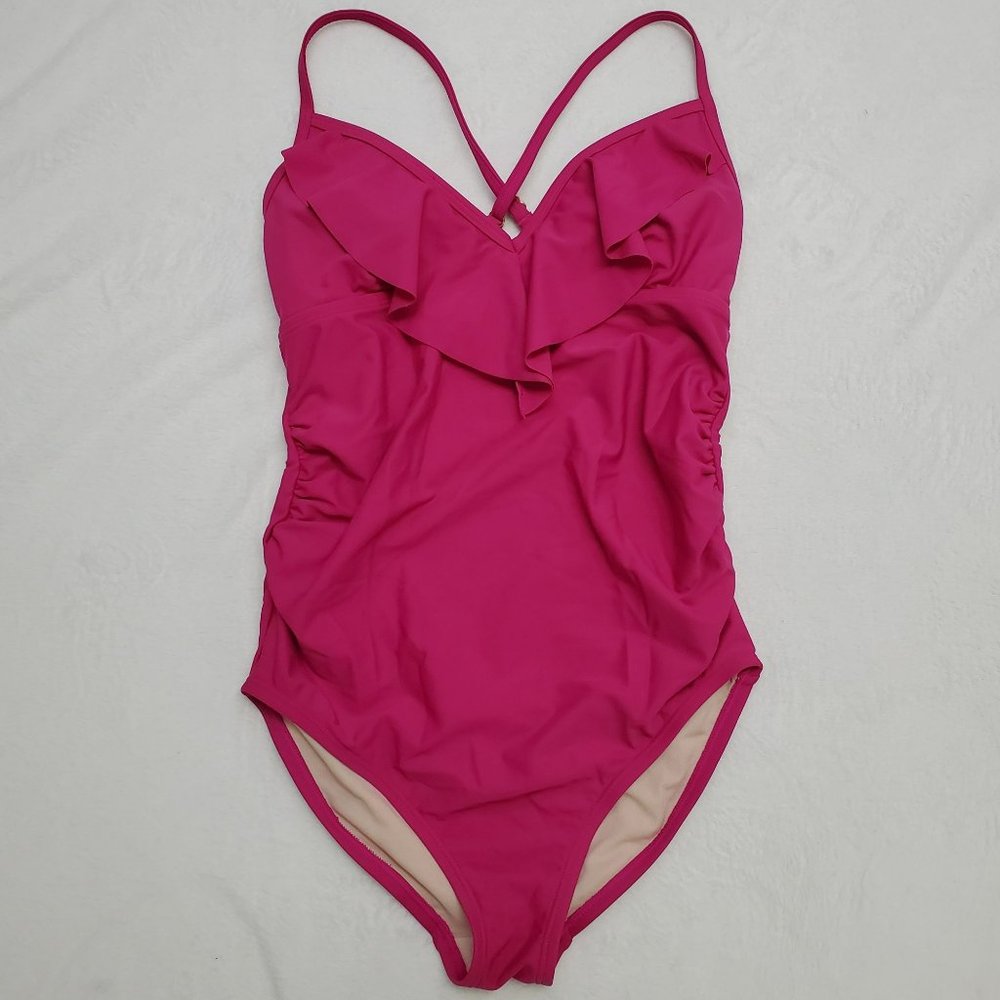 Isabel Maternity hot pink one piece swimsuit, Small